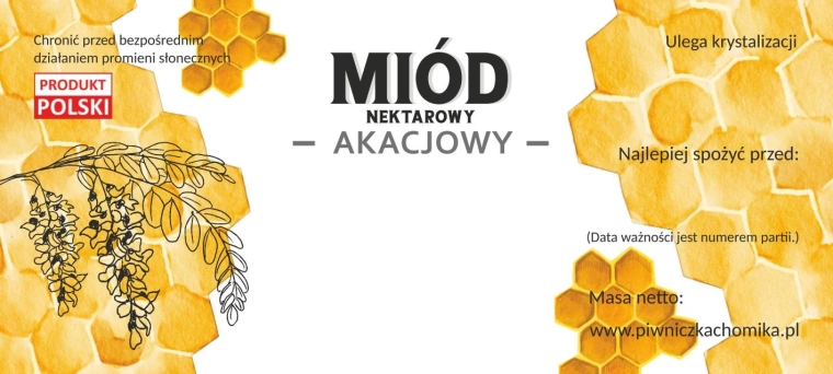 Zestaw etykiet na akacjowy miód nektarowy 116 × 50 mm, 100 szt.