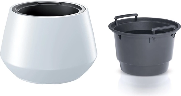 Donica z wkładem 43,6 cm biała – elegancka, wytrzymała plastikowa osłonka na rośliny