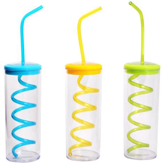 Plastowy kubek z rurką TORO 300 ml