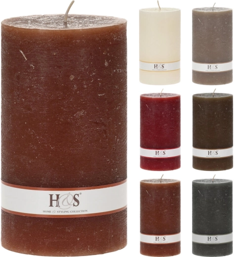 Rustykalna świeca filarowa 9 × 15 cm – mix kolorów