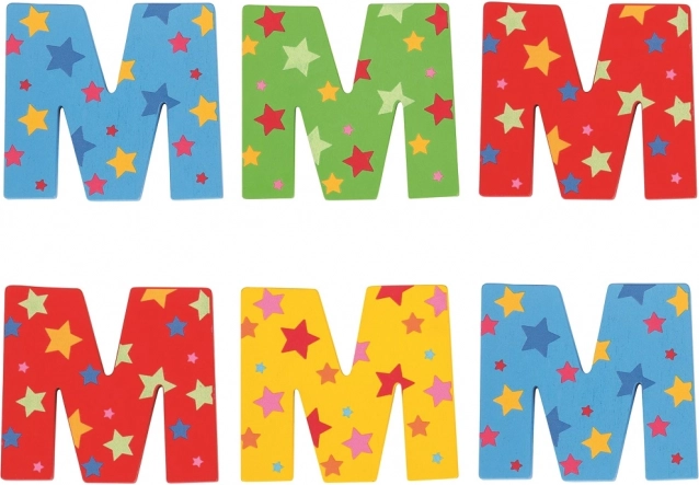 Kolorowa drewniana litera Gwiazdka M