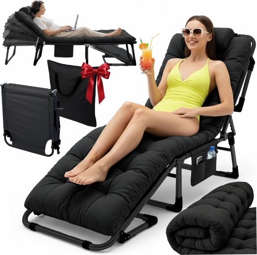 Składane turystyczne łóżko i leżak ogrodowy Sofotel ChillWell Dream – czarne