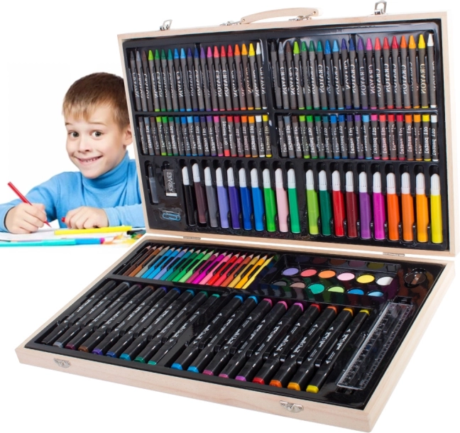 Artystyczny zestaw do rysowania w drewnianym etui