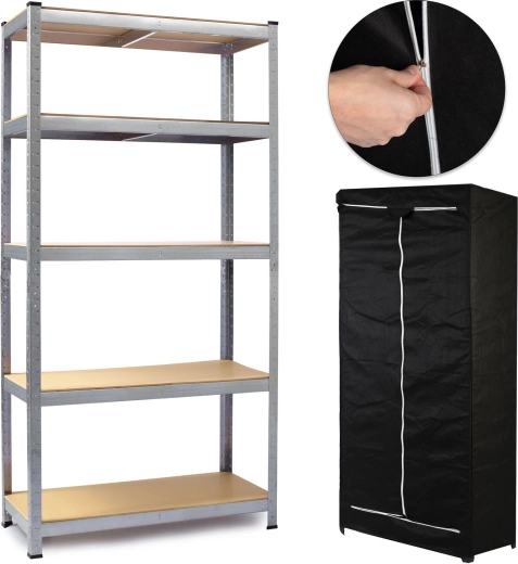 Metalowy regał 180 × 90 × 40 cm z pokrowcem gratis Humberg