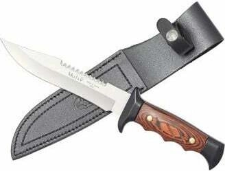 Muela nóż myśliwski 15,5 cm, czarny, drewno Pakka, skórzane etui