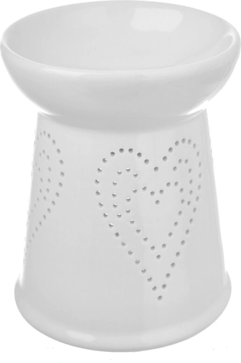 Biała porcelanowa aromalampa z sercem
