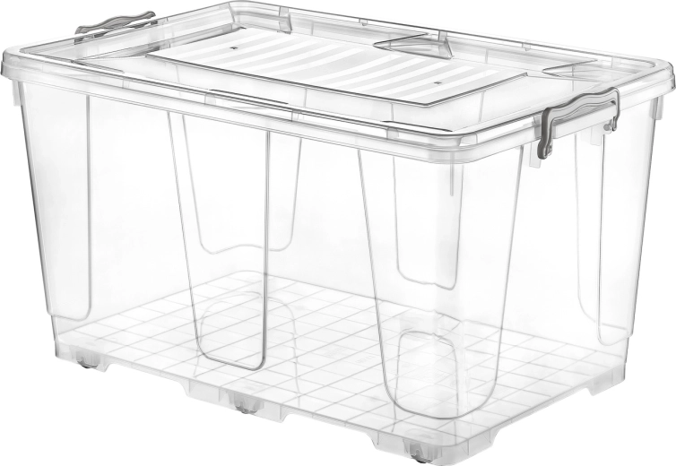 Pojemnik do przechowywania na kółkach 80 l przeźroczysty