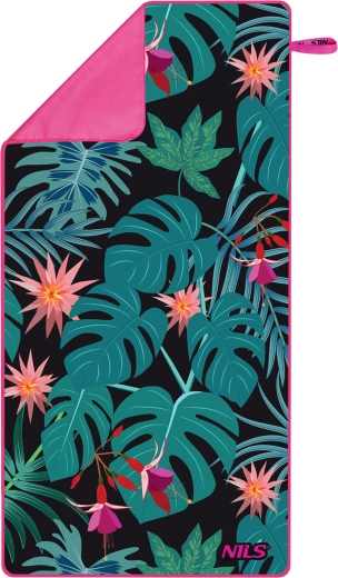 Szybkoschnący ręcznik z mikrofibry NILS Camp z tropikalnym wzorem 160 × 80 cm