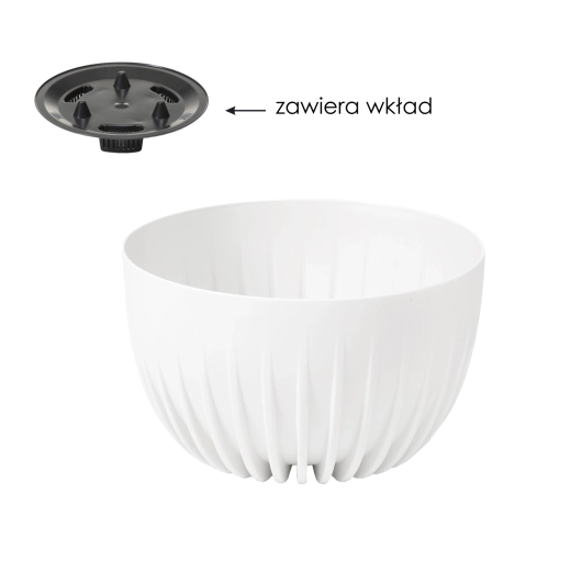 Plastowa misa na rośliny MIRA 24 cm biała z wkładem