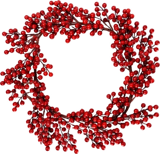 Świąteczny wieniec 50 cm z owocami ostrokrzewu