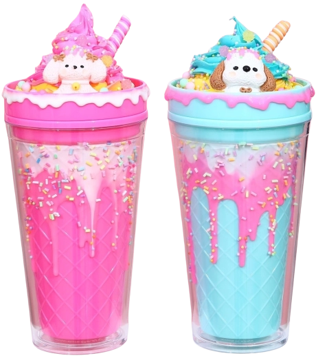 Kubek z pokrywką i słomką Lodziarski piesek 480 ml