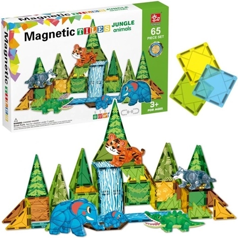 Magnetyczny zestaw konstrukcyjny Dżungla, 65 elementów