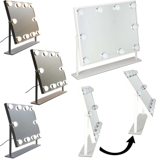LED kosmetyczne lusterko z 10 żarówkami, 3 barwy światła, białe