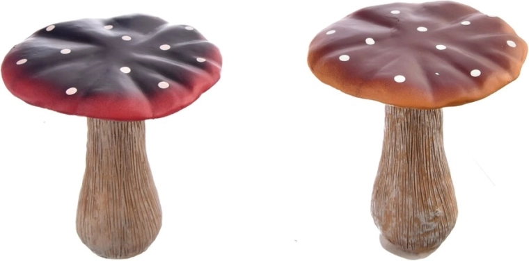 Dekoracyjny grzyb z polyresinu czerwono-brązowy 14 cm (2 warianty)