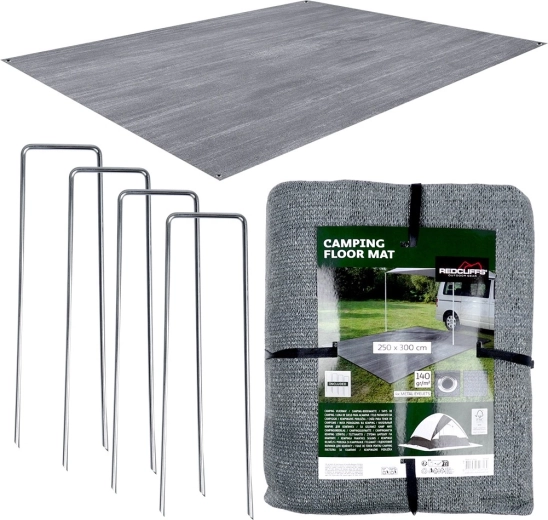 Mata podłogowa do namiotu i przedsionka 250 × 300 cm z kołkami