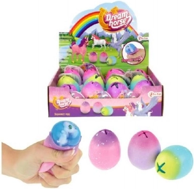 Ściskane jajko/żel ze jednorożcem antystresowe gumowe 6 cm 3 kolory 12 szt. w pudełku
