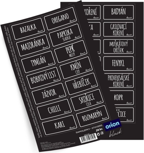 Naklejki na pojemniki Black prostokąt 28 szt. CZ
