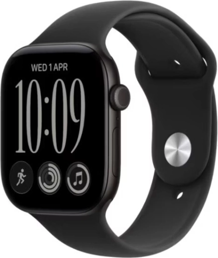 Apple Watch Series 12 GPS + Cellular 42 mm czarny aluminium z czarnym sportowym paskiem S/M