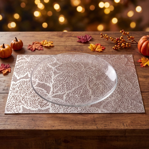 Złota podkładka PVC z motywem liści 45 × 30 cm