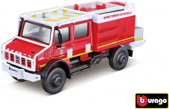 Bburago pojazd ratunkowy Mercedes‑Benz Unimog U5023 Straż Pożarna 1:50