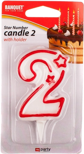 Świeczka urodzinowa cyfra 2 MY PARTY 7 × 4,5 cm