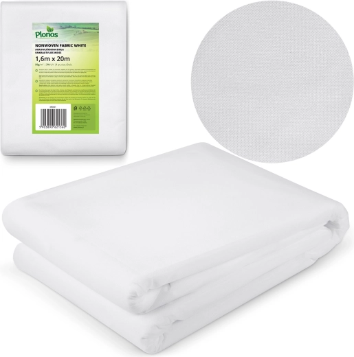 Zimowa osłona agrowłóknina PLONOS 1,6 × 20 m, 50 g/m² – biała