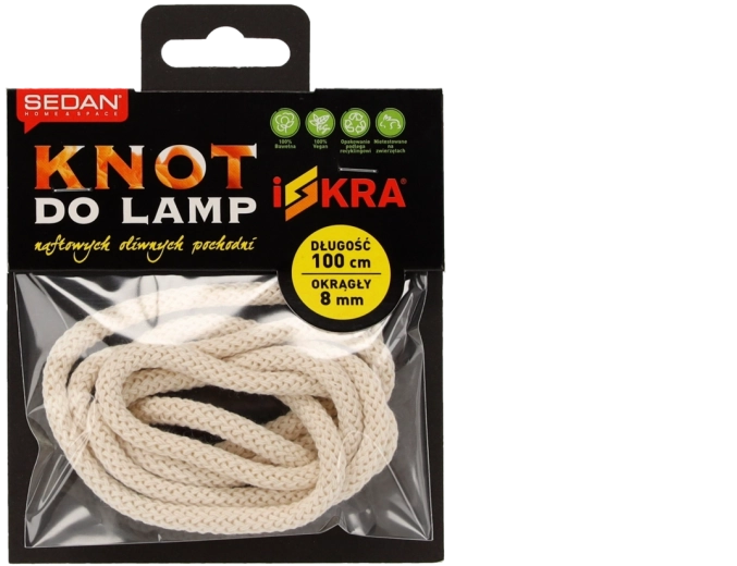 Zapasowy okrągły bawełniany knot do lampy naftowej/olejowej 8 mm