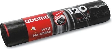 Worki na śmieci z taśmą ściągającą 120 l, czarne, 70 × 100 cm, 35 µ, 10 szt.