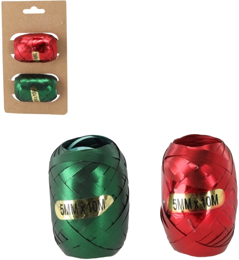 Zestaw wstążek prezentowych 5 mm × 10 m – czerwony i zielony