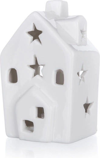 Porcelanowy domek LED z białym światłem