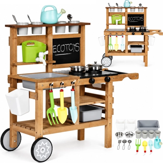 Dziecięca kuchnia zewnętrzna z naturalnych materiałów ECOTOYS