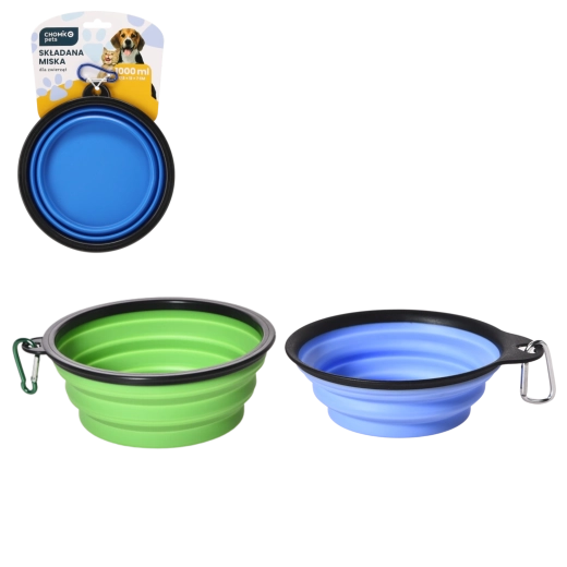 Składana miska dla psów i kotów 1000 ml z karabińczykiem