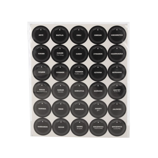 Zestaw wodoodpornych naklejek na słoiczki z przyprawami 120+9