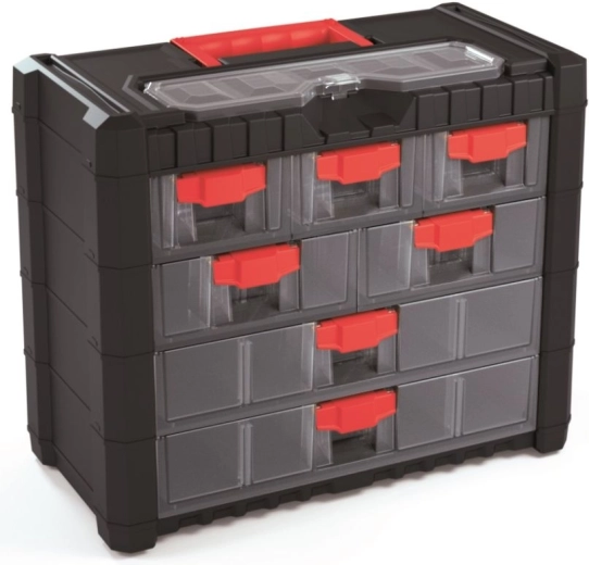 Plastowy wiszący organizer Multicase Cargo 400 × 200 × 326 mm, 7 szuflad