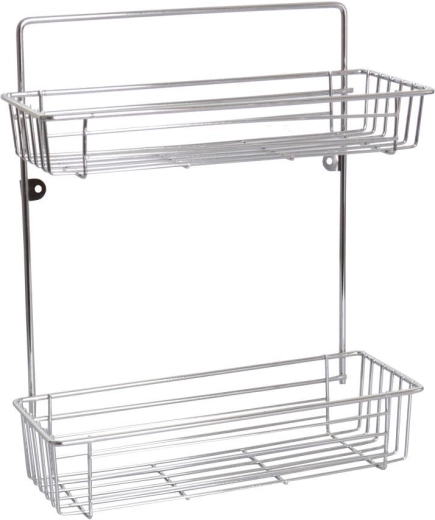 Dwupoziomowa półka łazienkowa 28 × 14,5 × 37 cm chrom