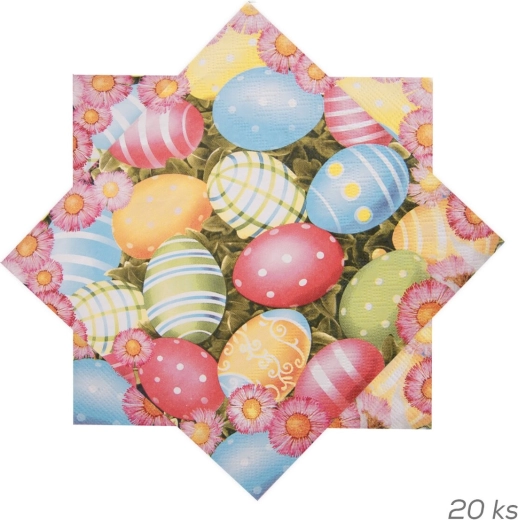 Papierowe serwetki wielkanocne z motywem jajek 33 × 33 cm 20 szt.