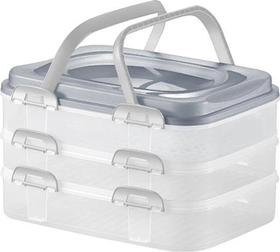 Plastowy piknikowy box z 3 poziomami 40 × 30 × 24 cm