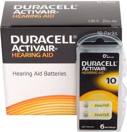 Baterie do aparatów słuchowych DURACELL Activair 10, 6 szt.