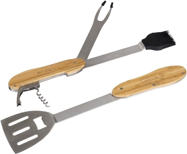 Wielofunkcyjne narzędzie do grillowania 5w1 z bambusa i stali nierdzewnej
