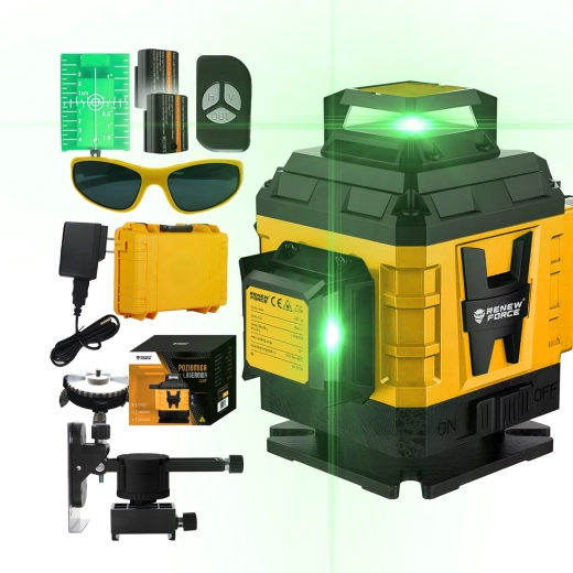 Laser krzyżowy Renew Force 4D z 16 zielonymi liniami 360°