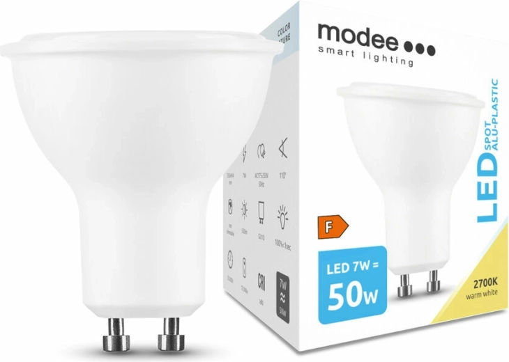 LED żarówka punktowa GU10 7 W ciepła biała 2700 K MODEE