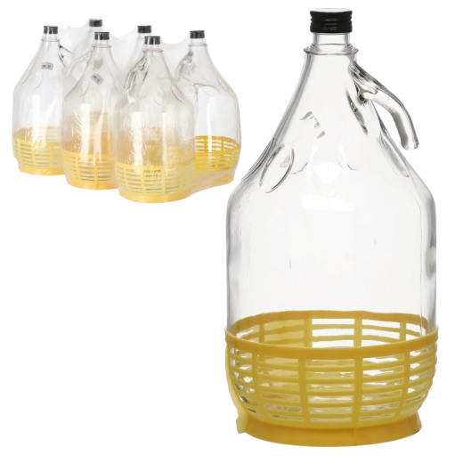 Szklany gąsior 5 l z metalową zakrętką i uchwytem