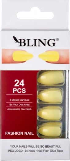 Sztuczne paznokcie, BLING Fashion Nail Tips (24 szt.) - żółte
