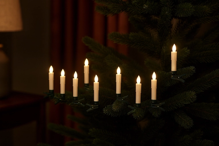 Zestaw 10 świec LED z klipsem i pilotem 1,9 × 9 cm