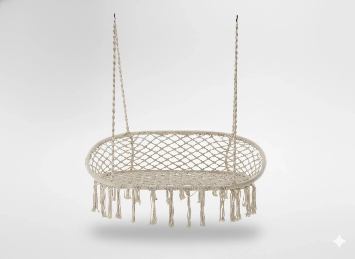 Podwójny wiszący fotel – beżowy fotel hamakowy