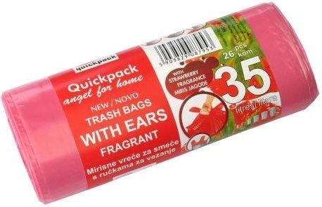 Worki na śmieci z uszami 35 l o świeżym zapachu truskawki