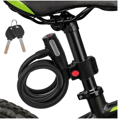Zamek rowerowy TRIZAND 150 cm, stalowa linka 12 mm z kluczem i uchwytem