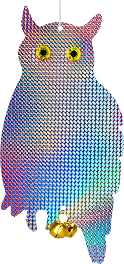 Holograficzny odblaskowy odstraszacz ptaków sowa wisząca duża - 1 sztuka