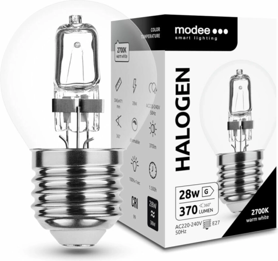 Modee żarówka halogenowa Mini Globe 28W E27, 370 lm, ciepła biel, ściemnialna