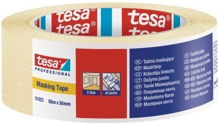 Kreppowa taśma maskująca 38 mm × 50 m żółta Tesa